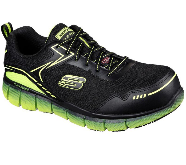 Skechers Telfin - Rieg Comp Toe - Mens Sneakers Black/Light Green [AU-LI8264]